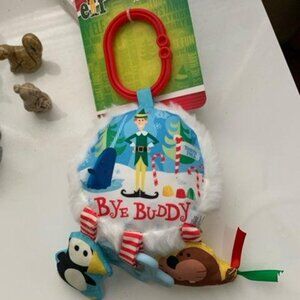 Buddy Elf Christmas Baby Activity Toy Rattle Crinkle Teether, Clip on the Go